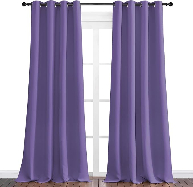 NICETOWN Lilac Purple Blackout Curtains 90" Long for Office, Dining Room, Guest Room, Sound Reducing Heat and Cold Block Curtain Panels for Modern Room Decorative (55" Wide, 2 Pieces)