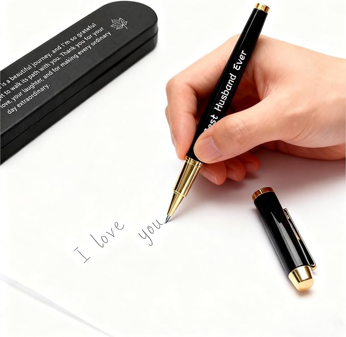 Best Husband Ever Engraved Gel Pen Gift for Husband | Romantic Sentimental Keepsake for Husband from Wife, Wedding Anniversary Valentine Birthday Fathers Day Present