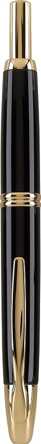 PILOT Vanishing Point Collection Refillable & Retractable Fountain Pen, Black Barrel with Gold Accents, Blue Ink, Broad Nib (60365)