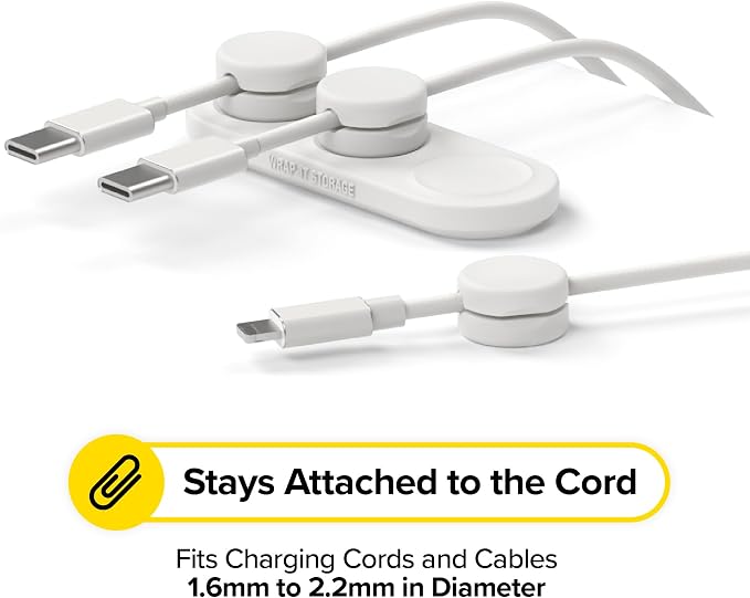 Wrap-It Storage MagnaDock Magnetic Cable Holder - 2-Pack (White) | Adhesive Cable Clips Cord Organizer Desktop Cord Holder for Nightstand Desk Cable Management