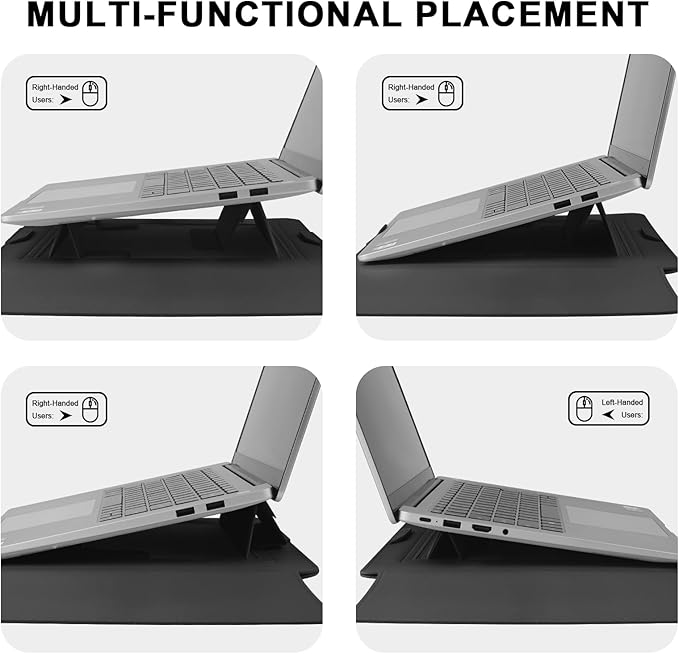 HoYiXi 13.3'' /13.6'' Laptop Sleeve Case PU Leather with Stand Compatible with MacBook Pro 14/MacBook Air 13(M1 M2)/ASUS Vivobook 14/Dell XPS 13/ASUS Matebook,13-14'' Laptop Bag,Black