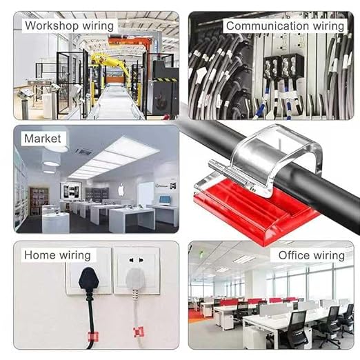 100PCS 0.55 * 0.55 inch Cable Clamps No Punching Wire Card Crimp Buckle Clamps and Light Tape Fixed Aligner Plastic Clips Suitable for String and Color Lights