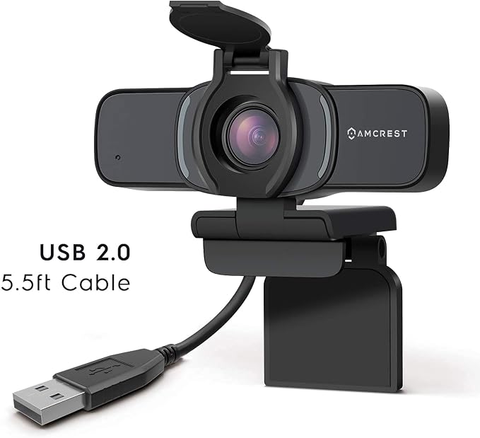 Amcrest 1080P Webcam with Microphone & Privacy Cover, Web Cam USB Camera, Computer HD Streaming Webcam for PC Desktop & Laptop w/Mic, Wide Angle Lens & Large Sensor for Superior Low Light (AWC201-B)