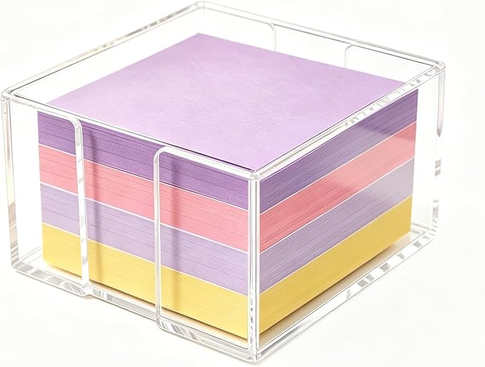 BoAn Clear Acrylic Sticky Note Holder, 3x3 Inch Post It Note Dispenser, Plastic Desktop Memo Pad Organizer with Non-Slip Base, Desk Accessories for Home Office Classroom Dorm School Supplies