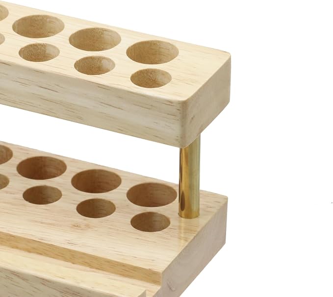 Crapyt Wooden Pen Display Stand with 15 Slots and Cell Phone Stand | Unique Pencil Holder for Desk Decor Minimalist Office Desk Organizer (Wood Color)