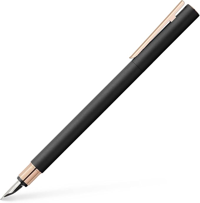Faber-Castell Neo Slim 343101 Fountain Pen Metal Nib Width F Black with Rose Gold