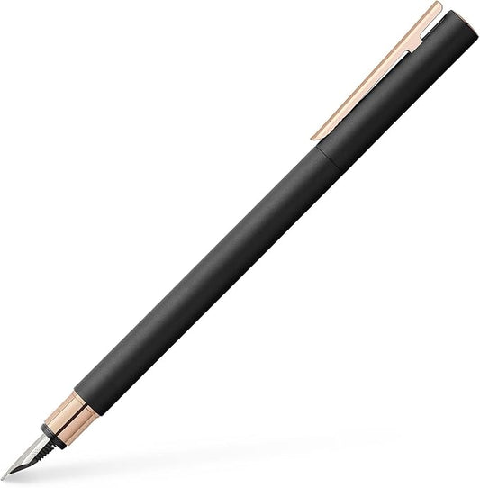 Faber-Castell Neo Slim 343101 Fountain Pen Metal Nib Width F Black with Rose Gold
