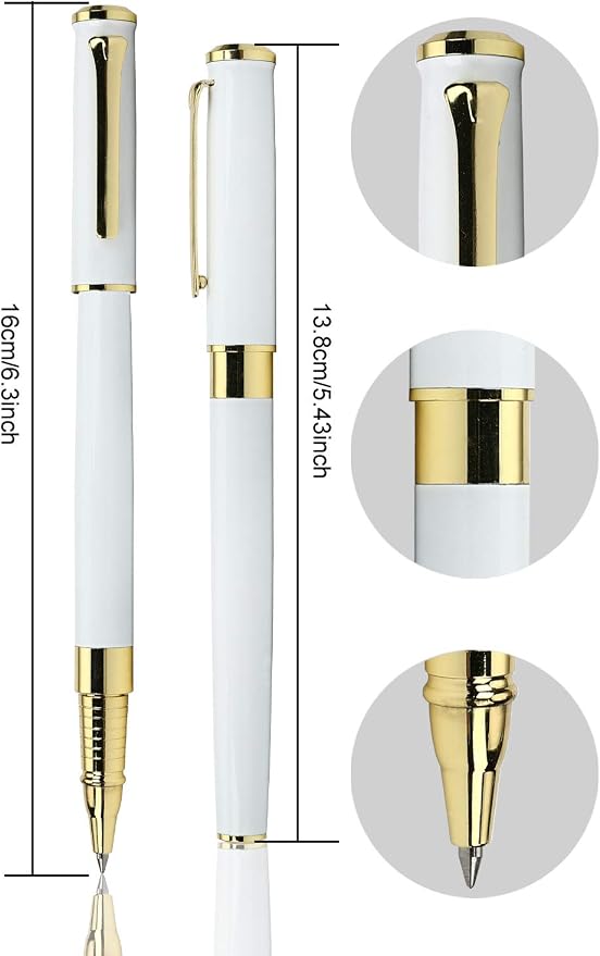 1314 Free Engraving pen Personalized custom pens Roller Ballpen, Ballpoint pen, Ball pen, Medium Refill Pen Black Ink, Custom Gifts for Men, Women, Classy Gift Box (White Style 1)