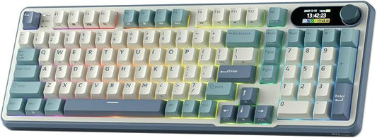 RK ROYAL KLUDGE S98 Mechanical Keyboard w/Smart Display & Knob, 96% RGB Wireless Gaming Keyboard BT/2.4G/USB-C, Hot Swappable Custom Keyboards, Software Support, Silent Computer Gaming Keyboard