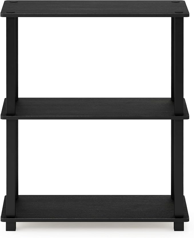 Furinno TURN-S-TUBE Storage Shelves Set of 2, 3-Tier Book Shelf, Corner Shelf, Toolless Open Shelves, Square Tubes, for Organization and Storage, Living Room, Garage, Home Office, Americano