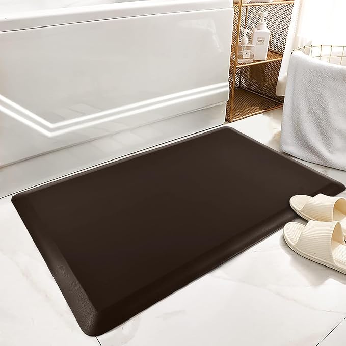 Art3d Anti Fatigue Mat - 1/2 Inch Cushioned Kitchen Mats - Comfort & Non Slip Cushion for Standing Desk, Office or Garage Floor (17.3"x28", Chocolate)