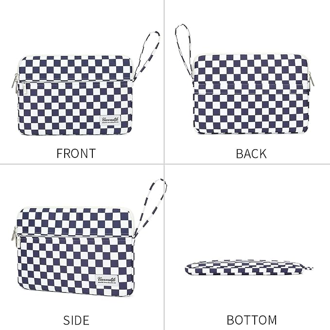 Canvaslife Laptop Sleeve Case Cover with Pocket for MacBook Pro 14 inch and 14 inch-14.4 inch HP, Lenovo, Dell, ASUS, Acer Notebook Computer (Deep Blue Checker)