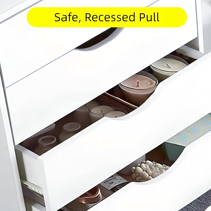 TUSY 7 Drawer Storage Organizer on Wheels, Mobile File Cabinet with Locking Casters, Tall Chest of Drawers for Home Office, White Rolling Storage Drawers for Office Supplies