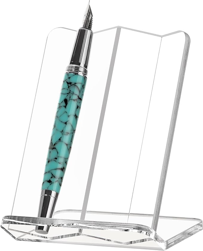 SANRUI Acrylic Pen Display Stand Holder, Clear Fountain Pen Pencil Makeup Brush Rack, Ballpoint Pen Showcase, Paintbrush Drying Organizer Desk for Home School Office or Store Use, Holds 2 Pens