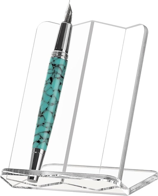 SANRUI Acrylic Pen Display Stand Holder, Clear Fountain Pen Pencil Makeup Brush Rack, Ballpoint Pen Showcase, Paintbrush Drying Organizer Desk for Home School Office or Store Use, Holds 2 Pens