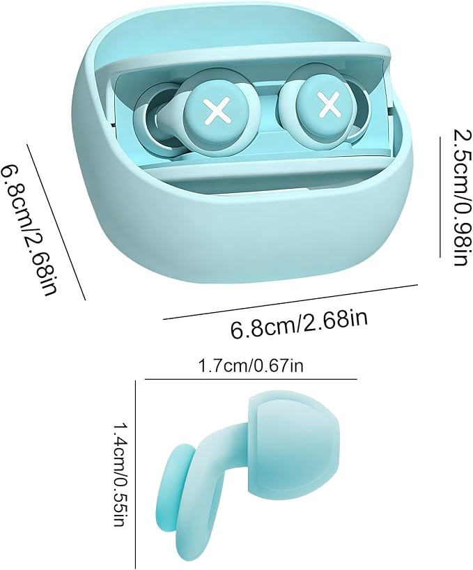 Upgrade Soft in-Ear Ear Plugs for Sleeping, Reusable Silicone Noise Reduction Earplugs with 3-Layer Sound Insulation, for Snoring, Travel, Study, Work, with Portable Storage Case, (Blue)