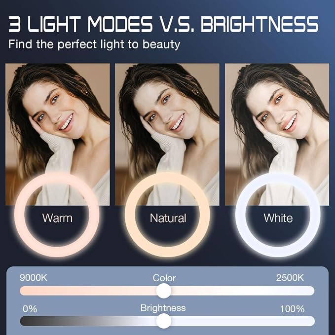Selfie Ring LED Light for iPhone Picture,Magnetic Phone Light Camera Laptop Photography Lighting,Desk Ringlight Tripod Stand Video Record Streaming Vlog Makeup,Tiktok Content Creators Essentials Clip