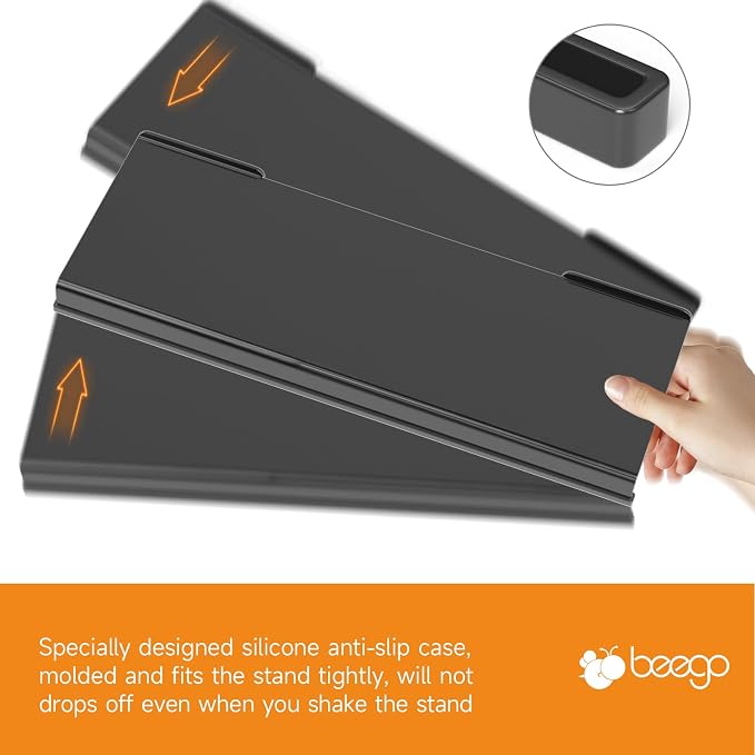 Beego Ergonomic Computer Keyboard Stand - Black Acrylic Keyboard Riser Tilted Keyboard Holder Keyboard Tray with Black Non-Slip Strip for Easy Typing at Home School Office Desk Accessories