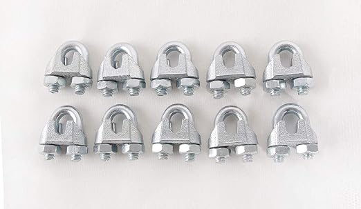 Wire Rope Clamp 3/16 inch 10 Pack Zinc Plated - Wire Rope Clip - Wire Cable Clamps