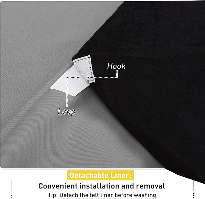 NICETOWN 3-in-1 Dampen Noise Blackout Thermal Reducing Curtains, Heavy Full Light Shading Drapes with Detachable Liner for Villa/Hall/Dorm Window（Silver Grey, Package of 2, 52" Wide x 90" Long