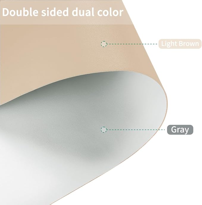 Faux Leather Table Cover,1.8mm Thick,42x84 Inch Table Protector,Table Protector for Dining Room Table,Dining Table Cover,Table Protector Pad.(Light Brown+Gray,42x84)