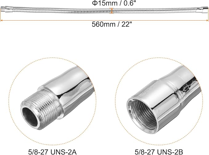 PATIKIL 22" Microphone Gooseneck, 1Pcs 5/8"-27 Thread Metal Universal Hose Flexible Arm Gooseneck Tube Extension for Multifunction DIY, Silver Tone