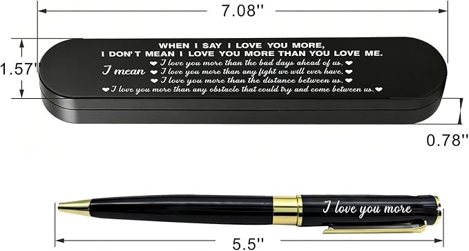 ABNTY Mothers Day Gift for Wife from Husband, Sentimental I Love You More Gift, Custom Engraved Ballpoint Pen, Couple Keepsake Gifts for Him Her, Romantic Anniversary Birthday Gifts