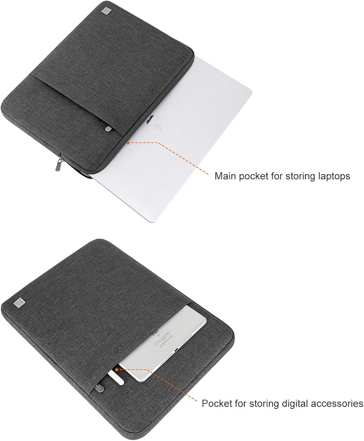 DOMISO 360 Protective Laptop Case 16 inch, 16 inch Laptop Sleeve Compatible with Mac Book Pro 16, Waterproof Computer Cases Bag with Handle,Dark Grey