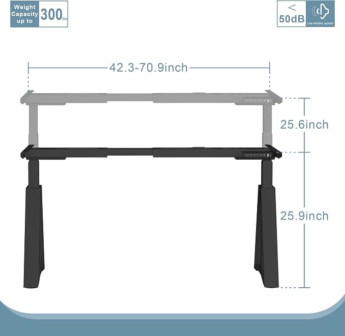 Fromann Standing Desk Frame Dual Motors 3 Stages Electric Height Adjustable Sitting Stand Up Desk Base Legs Only (Black)