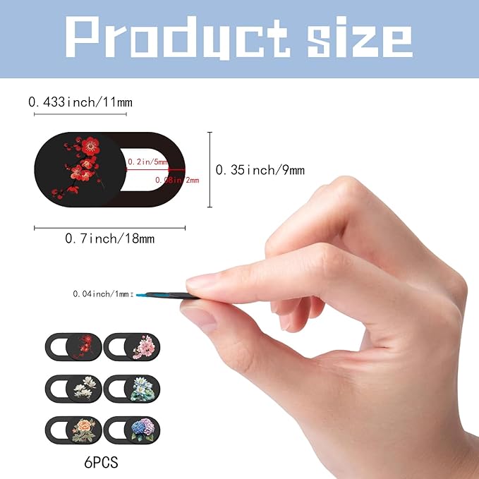 6Pcs 6 Styles Camera Cover Slide Flower Phone Laptop Camera Cover Floral Pattern Privacy Guard Webcam Protector for Laptop Desktop Computer Tablet Phone Mini PC Accessories Home Office Use
