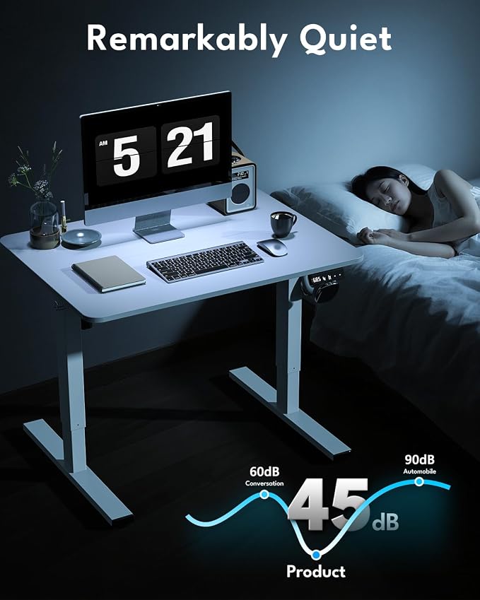 Small Electric Standing Desk, Gaming Desk, 31.5x24 Inch, White | Height Adjustable Computer Desk with Smart Controller, Sit and Stand Up Table for Home, Office, Work, Study, Writing