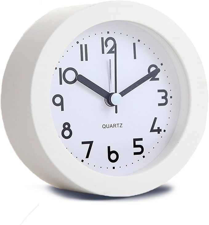 HIQU and HIST Alarm Clock with Backlight, 4 Inches White Desk Clock (White)
