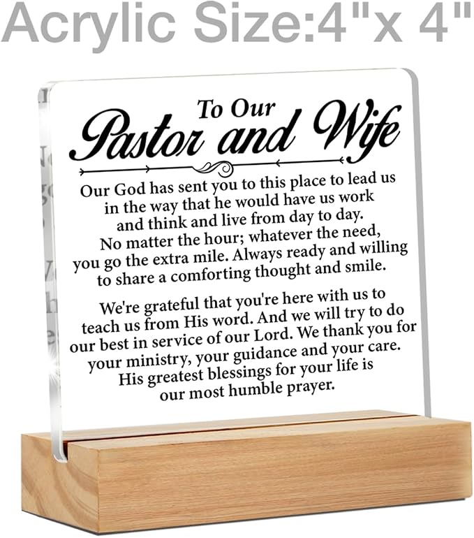 Pastor Wife Appreciation Gifts for Anniversary Desk Decor Sign | Gifts for Pastors, Home Desk Decorative Sign, Clear, Acrylic, 4 x 4 Inches
