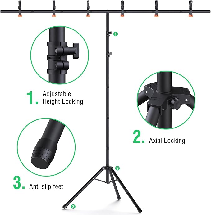 Forlogic Green Screen Backdrop Kit with Stand, 8x7.2ft Portable GreenScreen Background Stand for Streaming Video and Photography Shoots