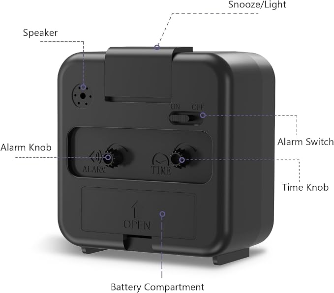 Analog Alarm Clocks, Non Ticking Table Clock with Luminous Hand & Large Display, Battery Powered Silent Bedside Alarm Clock with Snooze & Night Light Function, for Bedroom, Office