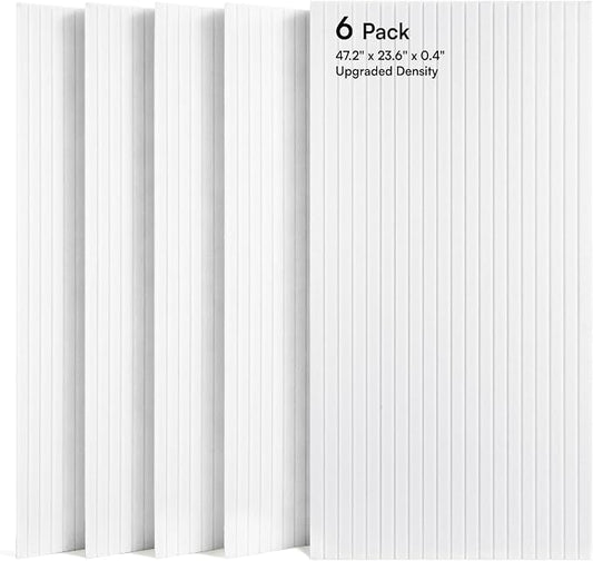 SODOCT 6 Pack Large Acoustic Panels, 47.2" X 23.6" X 0.4" Sound Proof Panels for Walls, High Density Sound Absorbing Panels for Home Studio & Office, White