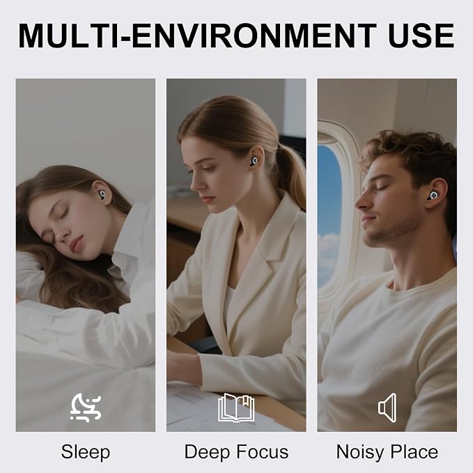 45dB Ear Plugs for Noise Reduction, Earplugs for Hearing Protection - Sleeping & Snoring, Concerts, Airplane, Socializing, Silicone Comfort Fit Ear Plugs for All-Day Noise Sensitivity Relief (Silver)
