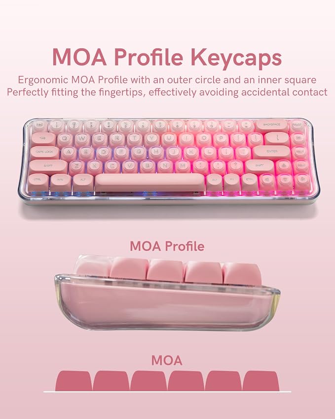132 Keys PBT Keycaps, Jelly Keycaps Cute Creamy Key caps MOA Profile, MX-Compatible for 61/68/84/87/98/100/104-Key Mechanical Keyboard(Not Included), Pink