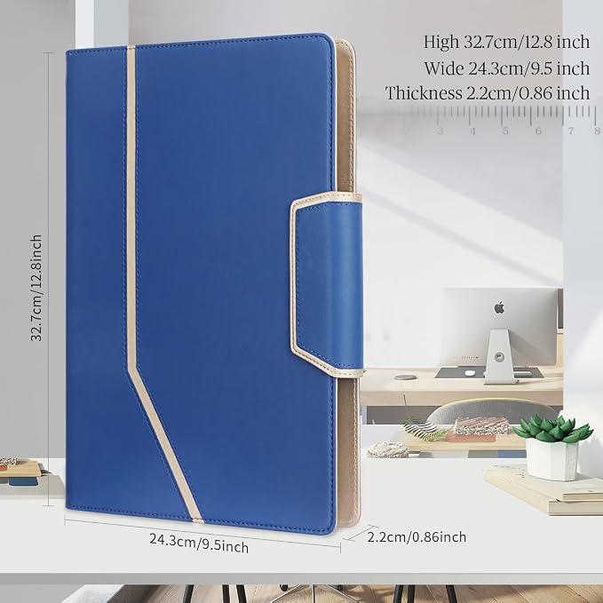 Toplive Blue A4/Letter Size Business Padfolio with Clipboard, Document Sleeve, Card Holders & Organizers