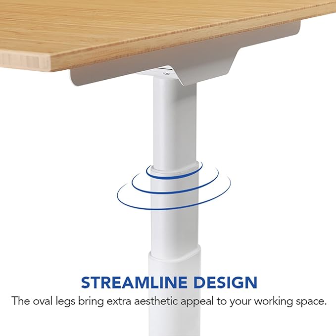 FLEXISPOT E6 Pro Oval Leg Dual Motor 3 Stages Bamboo Electric Standing Desk 72x30 Inch Whole-Piece Board Height Adjustable Electric Sit Stand Up Desk (White Frame + Bamboo Curved Desktop)
