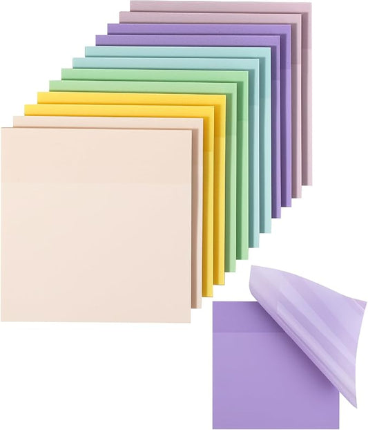 Mr. Pen- Transparent Sticky Notes, 3”x3”, Morandi Colors, 12 Pads, 600 Sheets, Bible Journaling Sticky Notes, See Through Sticky Notes, Translucent Sticky Notes, Stocky Notes for Bible Journaling