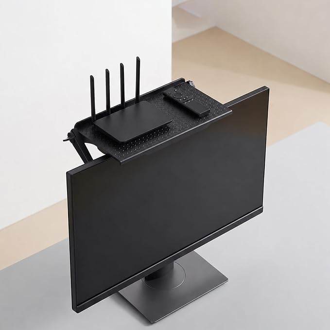 6 Pcs Over-Screen Storage Rack, Adjustable Monitor Shelf for Router, Media Box, Game Console, Remote Control & Home Decor(11.81” x 4.45”)
