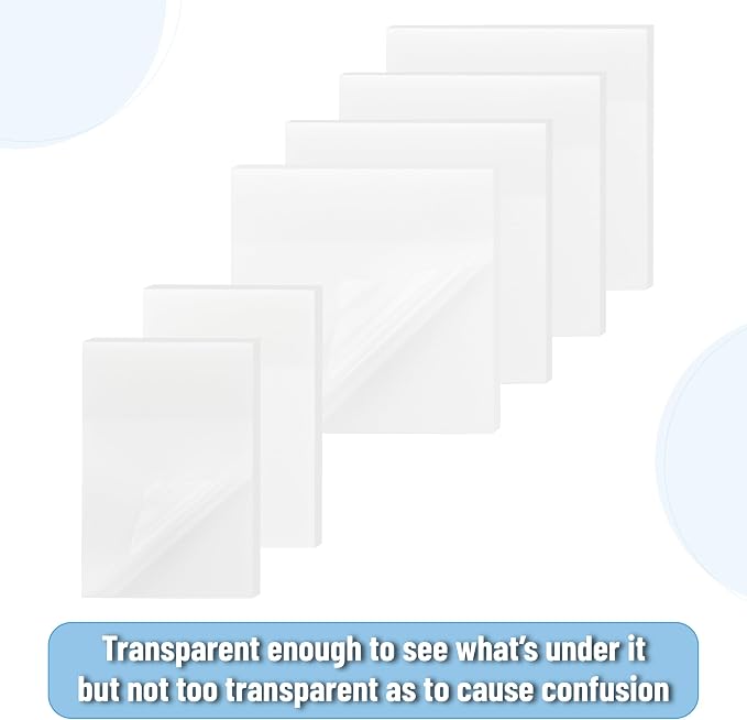 Mr. Pen- Transparent Sticky Notes Set, 1000 Sheets, 6 Sizes | Waterproof Transparent Sticky Note Pads for Bible Study, Annotating Books, Office, School, Planning
