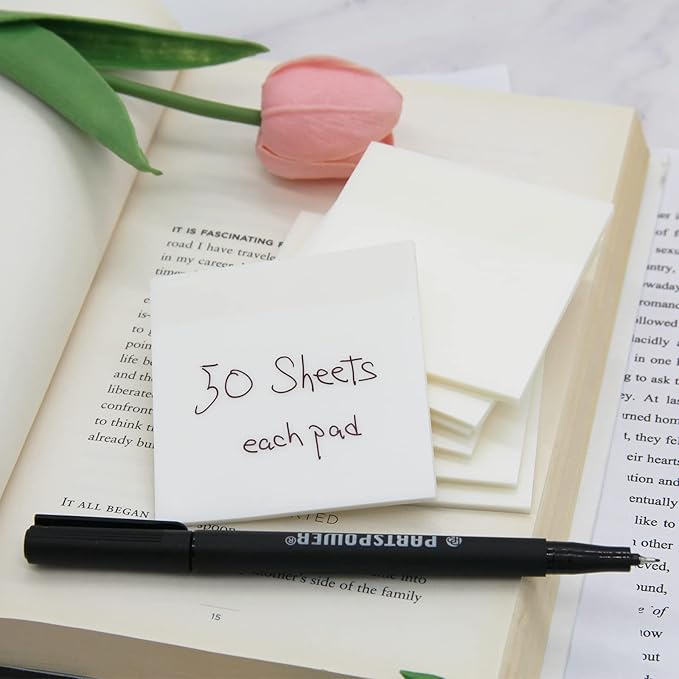 400 Sheets Transparent Sticky Notes, 3x3 inch Clear See Through Sticky Notes, for Reading Writing Notes Book Markers, Study Office School Supplies, 50 Sheets/Pad (8 Pads)