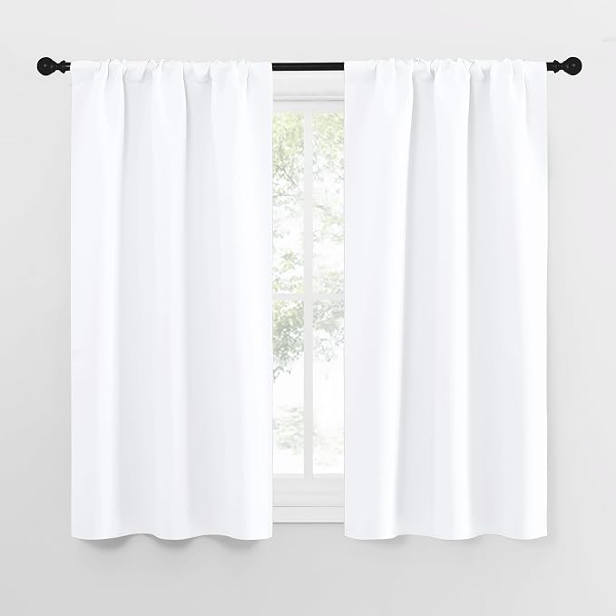 NICETOWN RV Curtains for Camper Windows, White Curtains for Kitchen Window, Home Decoration Light Filtering Drapes for Small Window (29" Wide by 50inches Long, 1 Pair)