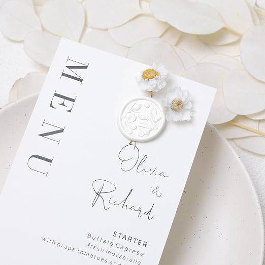 UNIQOOO Wax Seal Stickers - (3 Designs in 1 Pack) Wedding Invitation Envelope Seal Stickers, 60 Pcs Self-Adhesive Stickers, Perfect for Invitation, Christmas, Gift Wrapping (Snow White)