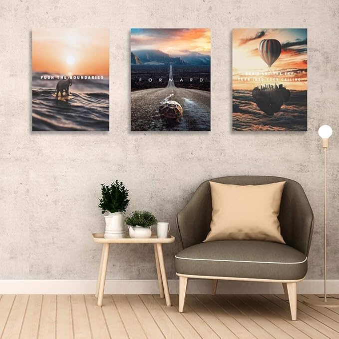 Halioyo Motivational Posters Canvas Painting, 3 Panel Inspirational Wall Art Entrepreneur Quote Office Wall Decor Picture Prints Artwork for Living Room Bedroom Home Decoration,24x36inch