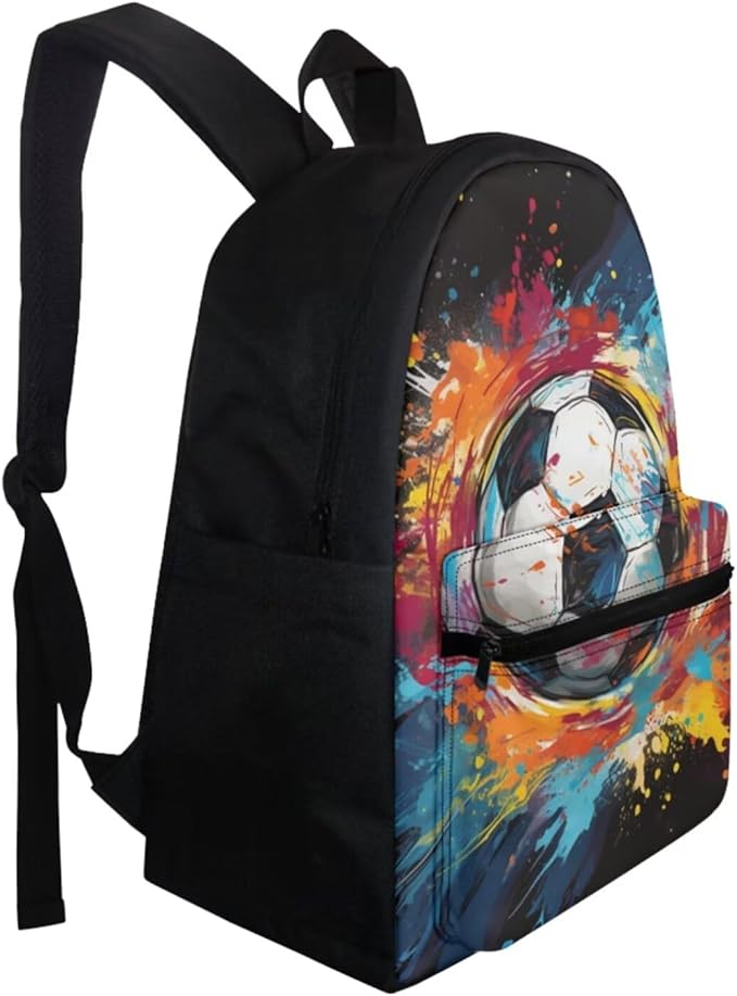Colorful Soccer Backpack for Boys 8-12 Cool Teen School Backpack Set with Lunch Box and Pencil Bag 15.6 inch Kids Bookbag Set Back to School Supplies