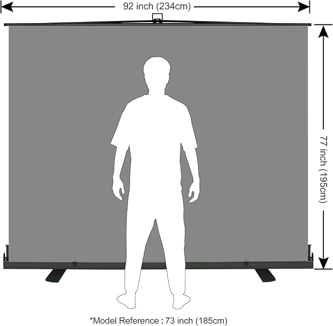 EMART 77x92in Collapsible Chromakey Panel Grey Screen for Photo Backdrop Video Studio,Portable Pull Up,Solid Aluminium Base Wrinkle-Resistant Fabric,Auto-Locking Air Cushion Frame