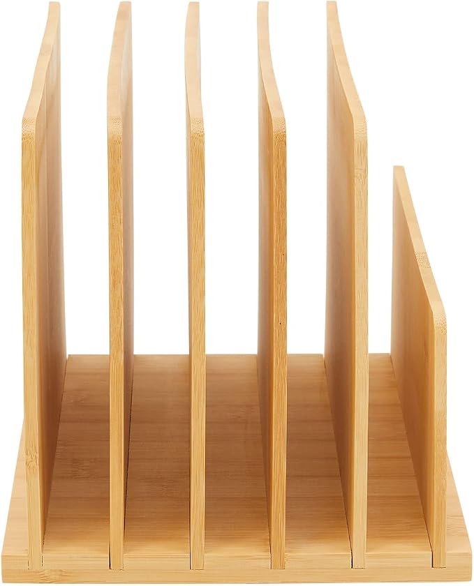 Bamboo Wooden Mail Holder, File Sorter for Letter and Folder Document Storage, Envelope Organizer with 5 Slots for Office Desk, Countertop, Home Organization (10x7 in)